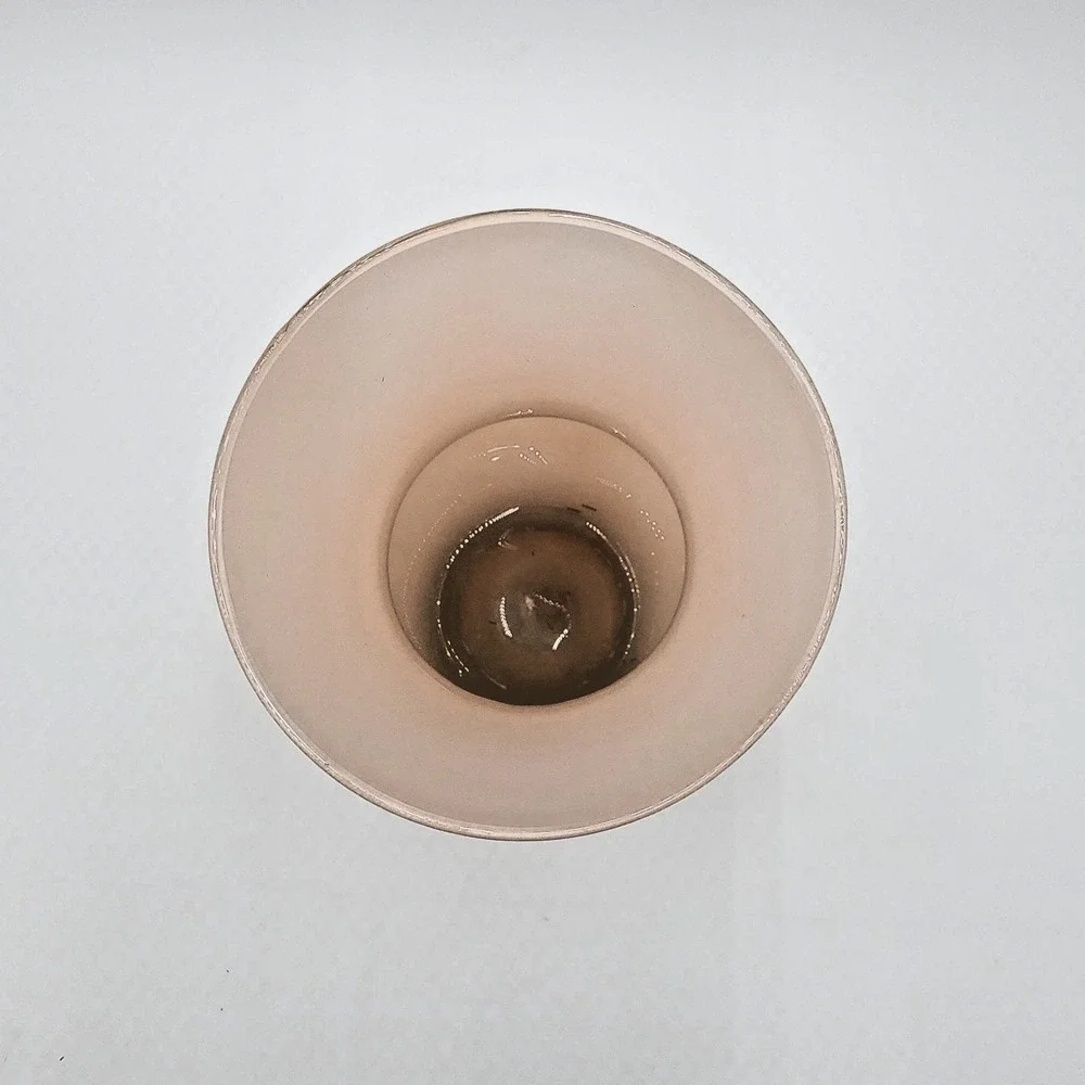 Gorgeous Frosted Satin Glass Vase Hourglass Blush Pink Peach Made in Mexico 6